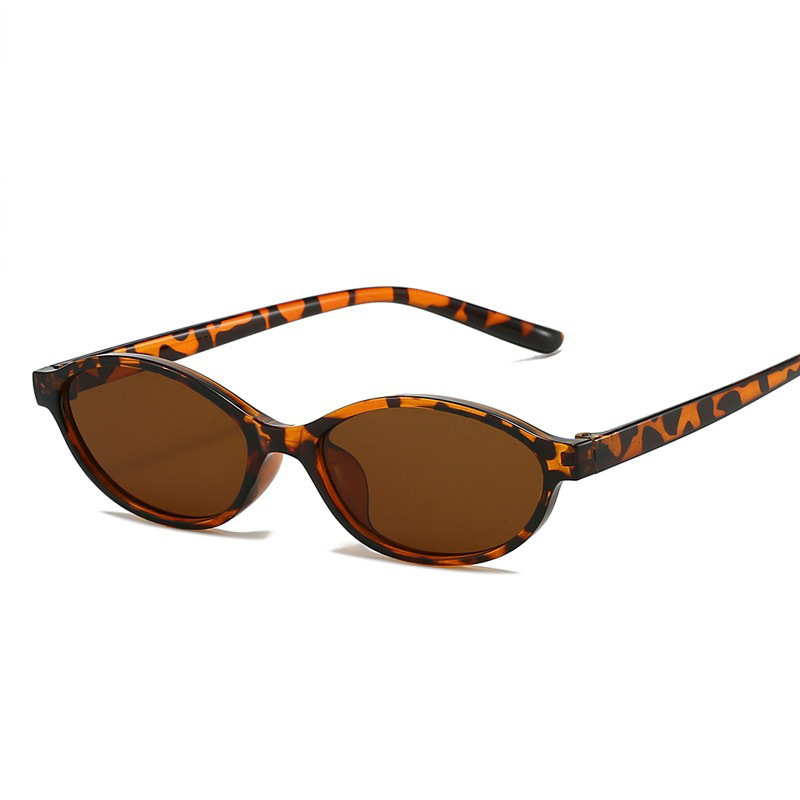 Retro slim-frame oval sunglasses