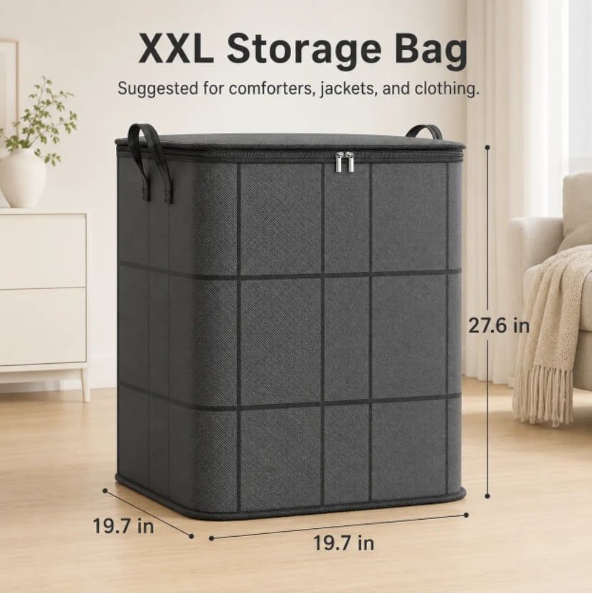 ⚡Hot Sales 49% OFF🔥-Large-Capacity Fabric Storage Bin with Zipper – Perfect for Moving, Bedding & Clothes