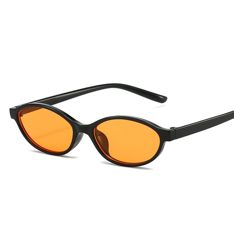 Retro slim-frame oval sunglasses