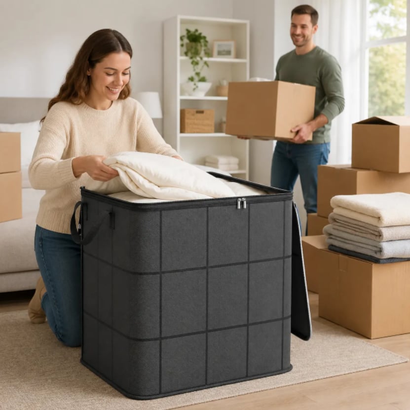 ⚡Hot Sales 49% OFF🔥-Large-Capacity Fabric Storage Bin with Zipper – Perfect for Moving, Bedding & Clothes