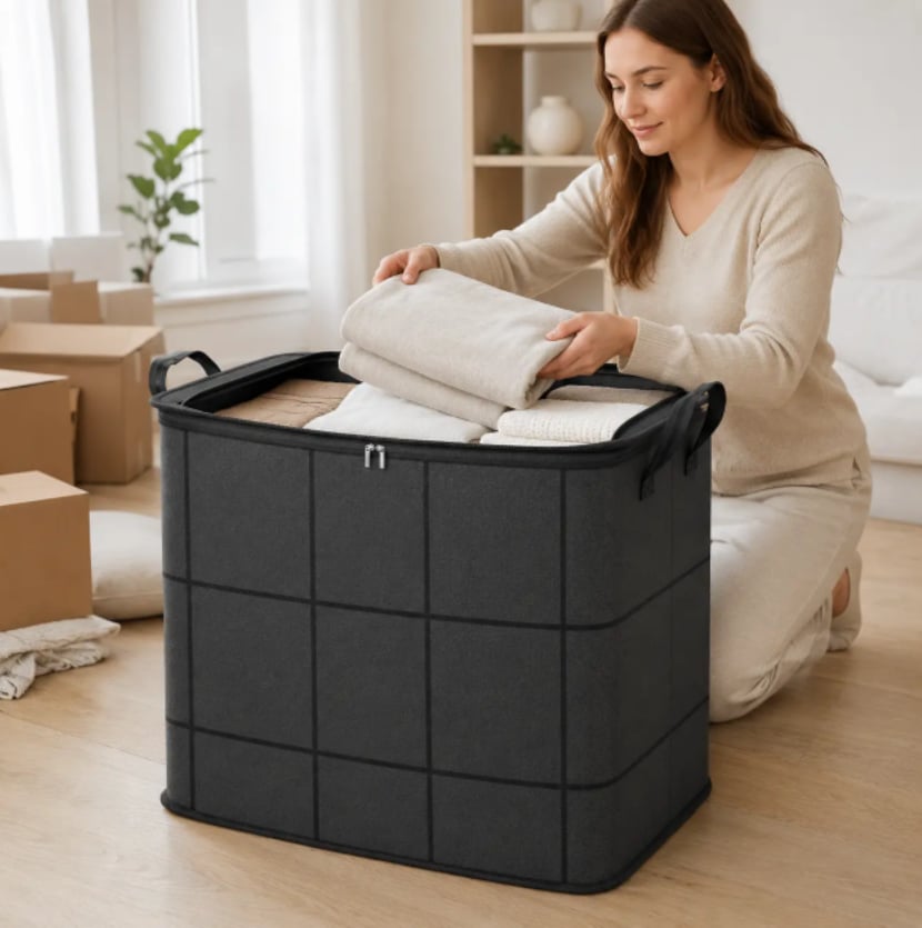 ⚡Hot Sales 49% OFF🔥-Large-Capacity Fabric Storage Bin with Zipper – Perfect for Moving, Bedding & Clothes
