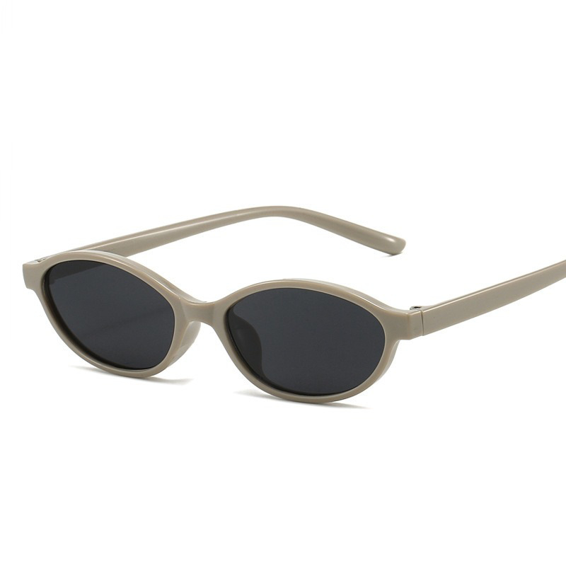 Retro slim-frame oval sunglasses