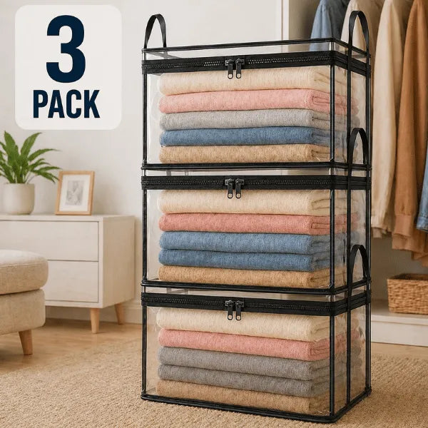 🔥Last Day 49% OFF📦Portable Large Heavy-Duty Thick Plastic Clear Storage Box with Hinged Lid | Home, Travel & Camping