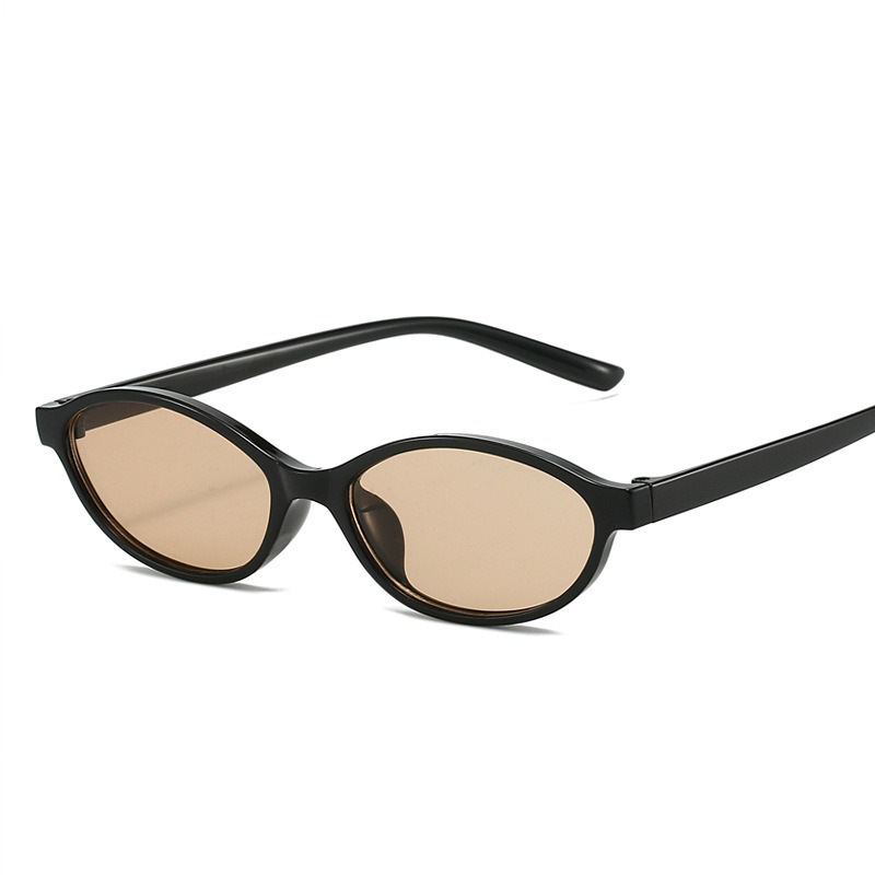 Retro slim-frame oval sunglasses