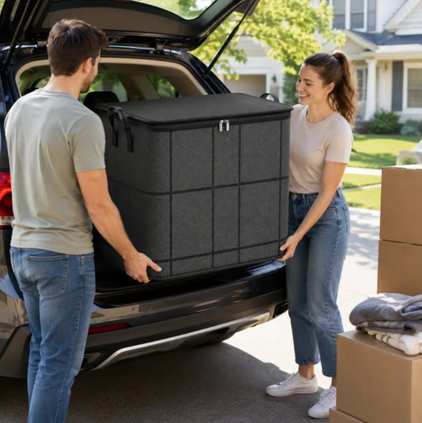 ⚡Hot Sales 49% OFF🔥-Large-Capacity Fabric Storage Bin with Zipper – Perfect for Moving, Bedding & Clothes