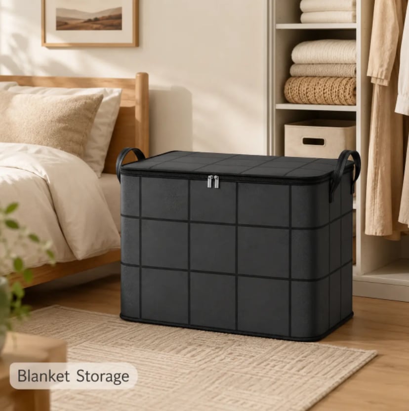 ⚡Hot Sales 49% OFF🔥-Large-Capacity Fabric Storage Bin with Zipper – Perfect for Moving, Bedding & Clothes