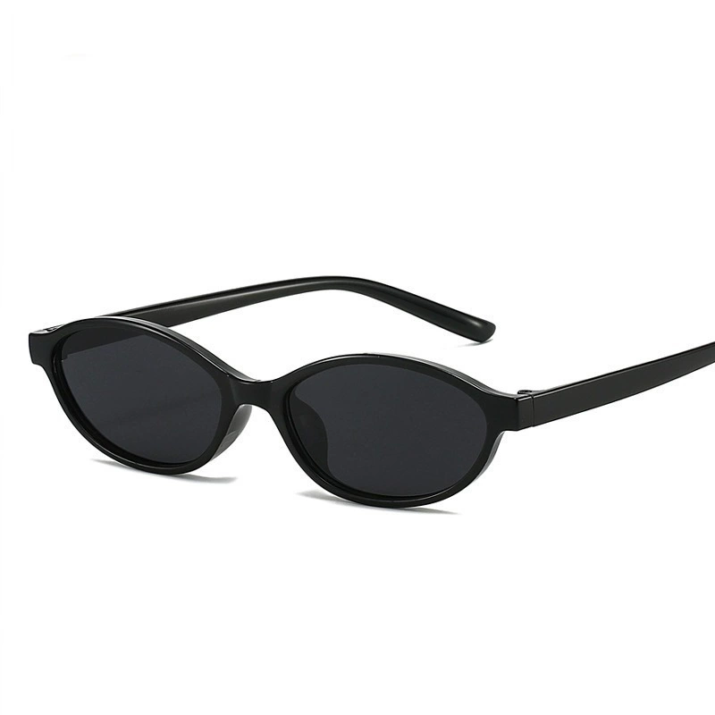 Retro slim-frame oval sunglasses
